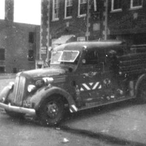 Fire engine at Essex Fire Station, 1957